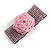 Statement Beaded Flower Stretch Bracelet In Light Pink - 18cm L - Adjustable - view 4