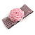 Statement Beaded Flower Stretch Bracelet In Light Pink - 18cm L - Adjustable - view 5