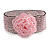 Statement Beaded Flower Stretch Bracelet In Light Pink - 18cm L - Adjustable - view 2