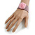 Statement Beaded Flower Stretch Bracelet In Light Pink - 18cm L - Adjustable - view 3