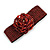 Statement Beaded Flower Stretch Bracelet In Ox Blood/ Red Colour - 18cm L - Adjustable - view 4