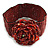 Statement Beaded Flower Stretch Bracelet In Ox Blood/ Red Colour - 18cm L - Adjustable - view 6