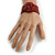 Statement Beaded Flower Stretch Bracelet In Ox Blood/ Red Colour - 18cm L - Adjustable - view 3