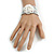Statement Beaded Flower Stretch Bracelet In White - 18cm L - Adjustable - view 3