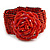 Statement Beaded Flower Stretch Bracelet In Red - 18cm L - Adjustable - view 5