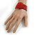 Statement Beaded Flower Stretch Bracelet In Red - 18cm L - Adjustable - view 2