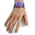 Statement Beaded Flower Stretch Bracelet In Lavender - 18cm L - Adjustable - view 2