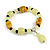 Lemon Yellow/ Black Glass and Ceramic Bead Charm Flex Bracelet - 19cm Long