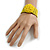 Statement Beaded Flower Stretch Bracelet In Yellow - 18cm L - Adjustable - view 2