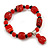 Red/ Black Glass and Ceramic Bead Charm Flex Bracelet - 19cm Long - view 3