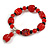 Red/ Black Glass and Ceramic Bead Charm Flex Bracelet - 19cm Long - view 4