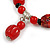 Red/ Black Glass and Ceramic Bead Charm Flex Bracelet - 19cm Long - view 5