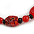 Red/ Black Glass and Ceramic Bead Charm Flex Bracelet - 19cm Long - view 6