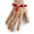 Red/ Black Glass and Ceramic Bead Charm Flex Bracelet - 19cm Long - view 2