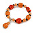 Orange/ Black Glass and Ceramic Bead Charm Flex Bracelet - 19cm Long - view 3