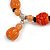 Orange/ Black Glass and Ceramic Bead Charm Flex Bracelet - 19cm Long - view 4