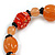 Orange/ Black Glass and Ceramic Bead Charm Flex Bracelet - 19cm Long - view 5