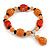 Orange/ Black Glass and Ceramic Bead Charm Flex Bracelet - 19cm Long - view 6