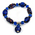 Blue/ Black Glass and Ceramic Bead Charm Flex Bracelet - 19cm Long