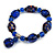 Blue/ Black Glass and Ceramic Bead Charm Flex Bracelet - 19cm Long - view 2