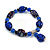 Blue/ Black Glass and Ceramic Bead Charm Flex Bracelet - 19cm Long - view 3