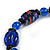 Blue/ Black Glass and Ceramic Bead Charm Flex Bracelet - 19cm Long - view 5