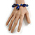 Blue/ Black Glass and Ceramic Bead Charm Flex Bracelet - 19cm Long - view 6