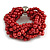 Wide Chunky Red Glass Bead Multistrand Plaited Bracelet - size S/M - view 2
