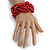 Wide Chunky Red Glass Bead Multistrand Plaited Bracelet - size S/M - view 3