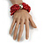 Wide Chunky Red Glass Bead Multistrand Plaited Bracelet - size S/M - view 4
