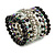 Wide Coiled Ceramic, Acrylic, Glass Bead Bracelet (Black, White, Silver, Transparent) - Adjustable - view 5