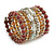 Wide Coiled Ceramic, Acrylic, Glass Bead Bracelet (Coffee, Light Topaz, Silver, Transparent) - Adjustable - view 4
