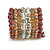 Wide Coiled Ceramic, Acrylic, Glass Bead Bracelet (Coffee, Light Topaz, Silver, Transparent) - Adjustable - view 5