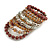 Wide Coiled Ceramic, Acrylic, Glass Bead Bracelet (Coffee, Light Topaz, Silver, Transparent) - Adjustable - view 6