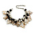 Antique White/ Black Simulated Pearl Bead & Shell Component Charm Bracelet (Silver Tone) - 15cm Long/ 7cm Ext - view 3