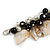 Antique White/ Black Simulated Pearl Bead & Shell Component Charm Bracelet (Silver Tone) - 15cm Long/ 7cm Ext - view 6