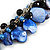 Blue/ Black Simulated Pearl Bead & Shell Component Charm Bracelet (Silver Tone) - 15cm Long/ 7cm Ext - view 4