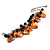 Orange/ Black Simulated Pearl Bead & Shell Component Charm Bracelet (Silver Tone) - 15cm Long/ 7cm Ext - view 4