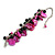 Fuchsia/ Black Simulated Pearl Bead & Shell Component Charm Bracelet (Silver Tone) - 15cm Long/ 7cm Ext - view 3