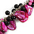 Fuchsia/ Black Simulated Pearl Bead & Shell Component Charm Bracelet (Silver Tone) - 15cm Long/ 7cm Ext - view 5