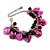 Fuchsia/ Black Simulated Pearl Bead & Shell Component Charm Bracelet (Silver Tone) - 15cm Long/ 7cm Ext - view 6