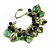 Green/ Black Simulated Pearl Bead & Shell Component Charm Bracelet (Silver Tone) - 15cm Long/ 7cm Ext