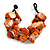 Chunky Multistrand Shell-Composite Beaded Bracelet In Burnt Orange/ Black - 18cm Long