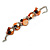 Faux Pearl & Shell - Composite Silver Tone Link Bracelet ( Orange, Black/ Cream) - 16cm L/ 3cm Ext - For Small Wrist Only - view 3