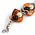 Faux Pearl & Shell - Composite Silver Tone Link Bracelet ( Orange, Black/ Cream) - 16cm L/ 3cm Ext - For Small Wrist Only - view 4