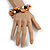 Faux Pearl & Shell - Composite Silver Tone Link Bracelet ( Orange, Black/ Cream) - 16cm L/ 3cm Ext - For Small Wrist Only - view 2