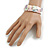 Pastel Multi Enamel Geometric Hammered Flex Bracelet In Silver Tone - 20cm Long - view 2