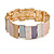 Pastel Multi Enamel Geometric Hammered Flex Bracelet In Gold Tone - 20cm Long - view 4
