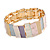 Pastel Multi Enamel Geometric Hammered Flex Bracelet In Gold Tone - 20cm Long - view 5