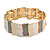 Grey/ Gold/ Metallic Silver Enamel Geometric Hammered Flex Bracelet In Gold Tone - 20cm Long - view 3